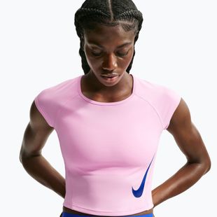 Damen-Laufshirt Nike Tempo Swoosh Run Dri-Fit pink rise/pink rise/old royal