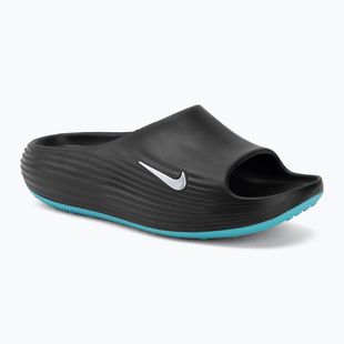 Herren-Badelatschen Nike ReactX Rejuven8 black/gamma blue/metallic silver