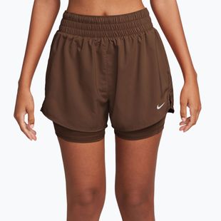 Damen-Shorts Nike One Dri-Fit High-Waisted 3" 2In1 cacao wow/white