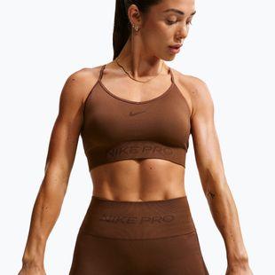 Damen-Sport-BH Nike Pro Seamless Light Support Sports Bra cacao wow