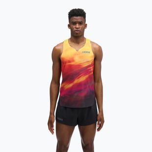 Herren-Laufshirt HOKA Race Day Singlet TR Print hoka citrus