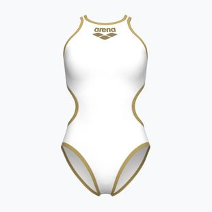 Damen-Einteiler Badeanzug Arena One Biglogo One Piece white/gold
