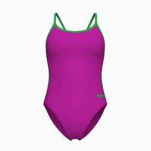 Damen-Einteiler Badeanzug Arena Lace Back Solid very fuchsia/team green