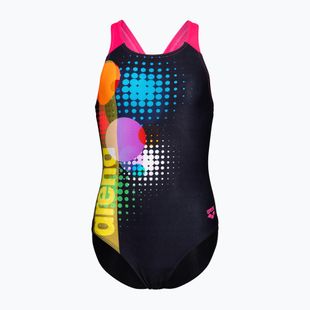 Kinder Badeanzug arena Dots Swim Pro Back black multi/black/shocking pink