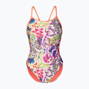 Damen-Einteiler Badeanzug arena Painting Lace Back multi/bright coral
