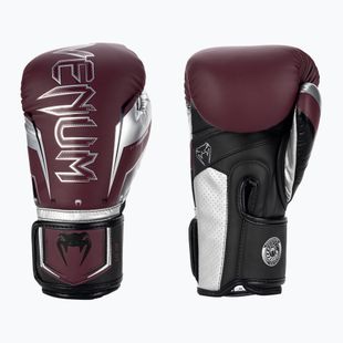 Venum Elite Evo burgunder/silberne Boxhandschuhe