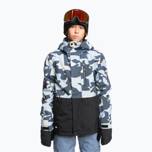 Snowboardjacke Kinder Quiksilver Mission Printed Block puzzle camo ice flow