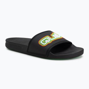 Quiksilver Herren Rivi Wordmark Slide II schwarz rasta flip-flops