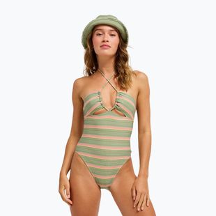 Damen-Badeanzug ROXY Dreamer HI oil green say it with stripes
