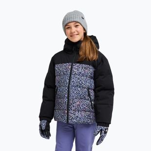 Kinder-Snowboardjacke ROXY Snowyhill Printed Puffy true black wildin out rg