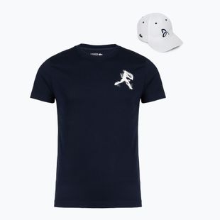 Herren T-Shirt + Cap Lacoste TH1044 navy blue/white