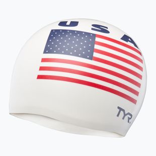 Schwimmkappe TYR USA Silicone white