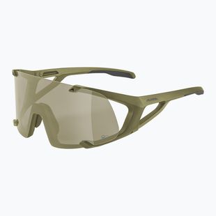 Alpina Hawkeye Q-Lite oliv matt/silber verspiegelt Sonnenbrille