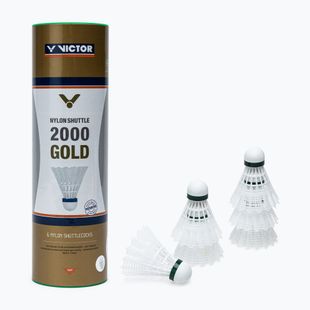 VICTOR Nylon Shuttle 2000 Badminton Federbälle 6 Stück weiß 100919