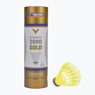 Badminton-Federbälle VICTOR Nylon Shuttle 2000 slow 6 Stk. gelb