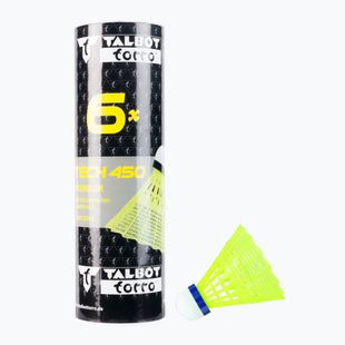 Talbot-Torro Tech 450 Badminton-Federbälle  Premium Nylon 6 Stück gelb 469183
