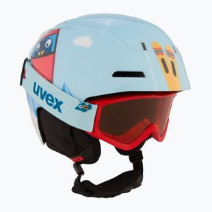 Skihelm Kinder UVEX Viti Set + gogle Speedy Pro light blue birdy/lasergold lite