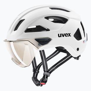 Fahrradhelm UVEX Stride Visor weiß matt/litemirror silber
