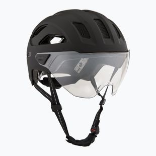 Fahrradhelm UVEX Stride Visor schwarz matt/litemirror silber