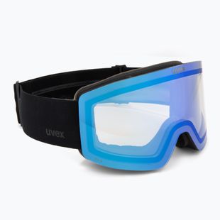 Skibrille UVEX Provoqe V black matt/vario blue mirror