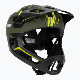 Kinder-Fahrradhelm UVEX React Fullface Jr dark olive matt