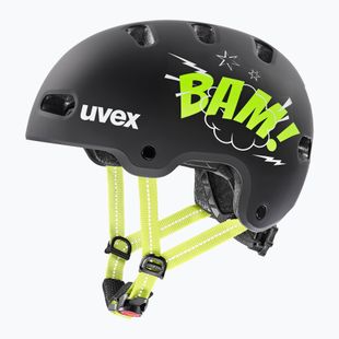 Kinderhelm UVEX Kid 4 Style bam black/lime matt
