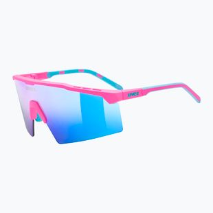 Sonnenbrille UVEX Flowline pink matt/mirror blue