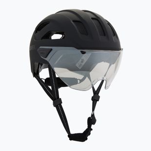 Fahrradhelm UVEX Stride Visor black matt/lite mirror silver