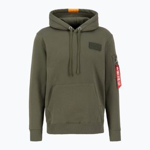 Herren Alpha Industries Red Stripe Hoodie dunkelgrün