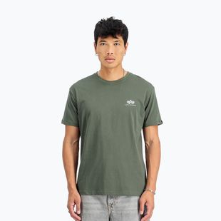 Herren Alpha Industries Basic Small Logo T-Shirt dunkel oliv