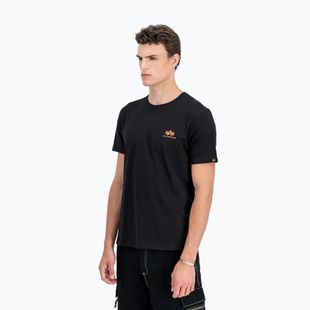 Herren Alpha Industries Basic Small Logo T-shirt schwarz/neon orange