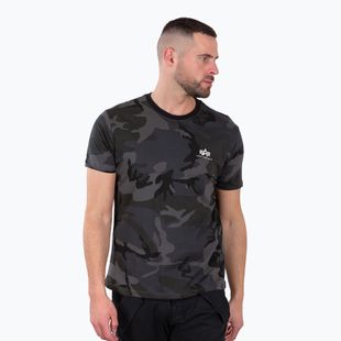 Herren Alpha Industries Basic Klein Logo Camo Schwarz T-Shirt