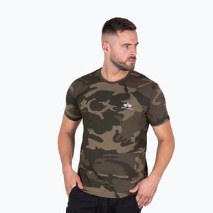 Herren Alpha Industries Basic Kleines Logo Camo oliv t-shirt