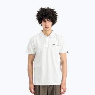 Herren Alpha Industries Basic Polo Kleines Logo T-shirt weiß