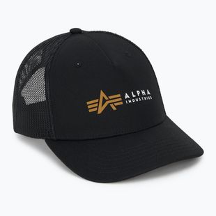 Herren Alpha Industries Label Trucker Baseballmütze schwarz