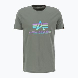 Alpha Industries Herren Basic Regenbogen Reflektierende Vintage grünes T-shirt