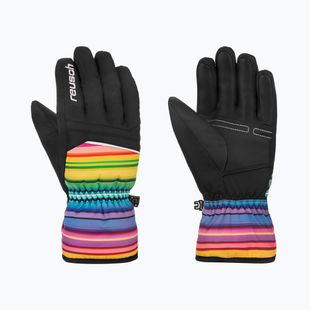 Skihandschuhe Kinder Reusch Alan Junior black/multicolour lines