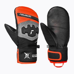 Kinder-Skihandschuhe Reusch Worldcup Warrior Prime R-Tex XT Mitten black/silver/fluo red