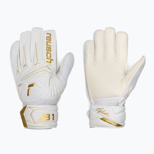 Kinder-Torwarthandschuhe Reusch Attrakt AB1 Solid Junior white/gold
