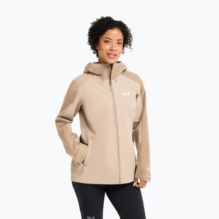 Regenjacke Damen Jack Wolfskin Wildbound 2L oyster