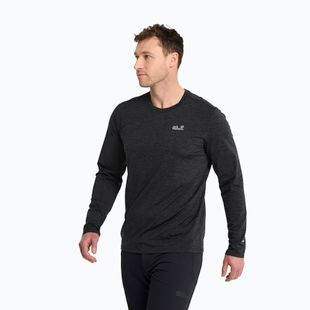Herren-Trekkingshirt mit langen Ärmeln Jack Wolfskin Trail black