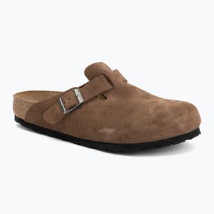 Badelatschen BIRKENSTOCK Boston Suede Leather dark tea