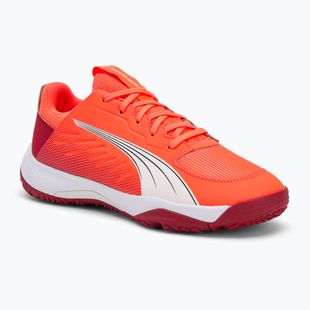 PUMA Accelerate Jr Kinder-Handballschuhe leuchtend rot/weiß/dunkelkarminrot/schwarz
