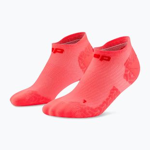 Männer Kompressionsstrümpfe CEP Ultralight No Show 4.0 neon coral/red