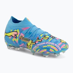 Fußballschuhe PUMA Future 9 Ultimate Advanced Level FG puma white/blue glimmer/pink glimmer/yellow alert