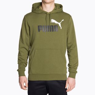 Herren Hoodie Sweatshirt PUMA Essentials+ Two-Tone Big Logo Hoodie TR olive green