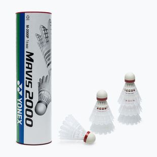 YONEX Badminton-Federbälle Mavis 2000 schnell 6 Stück weiß.