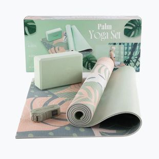 Yoga-Set Myga Palm Yoga Set mat + block + green strap