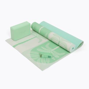 Yoga-Set Myga Sage Palm Yoga Set mat + block + green strap