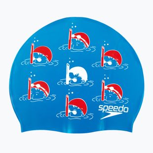 Speedo Kinder Badekappe Slogan Print blau
